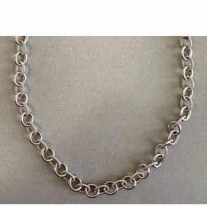 CAROLYN POLLACK 925 20" Ribbed & Smooth LARGE Rolo Cable Link Chain Necklace 32G